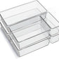 6 Pack Large Clear Plastic Drawer Organizer Trays Acrylic Kitchen Drawer