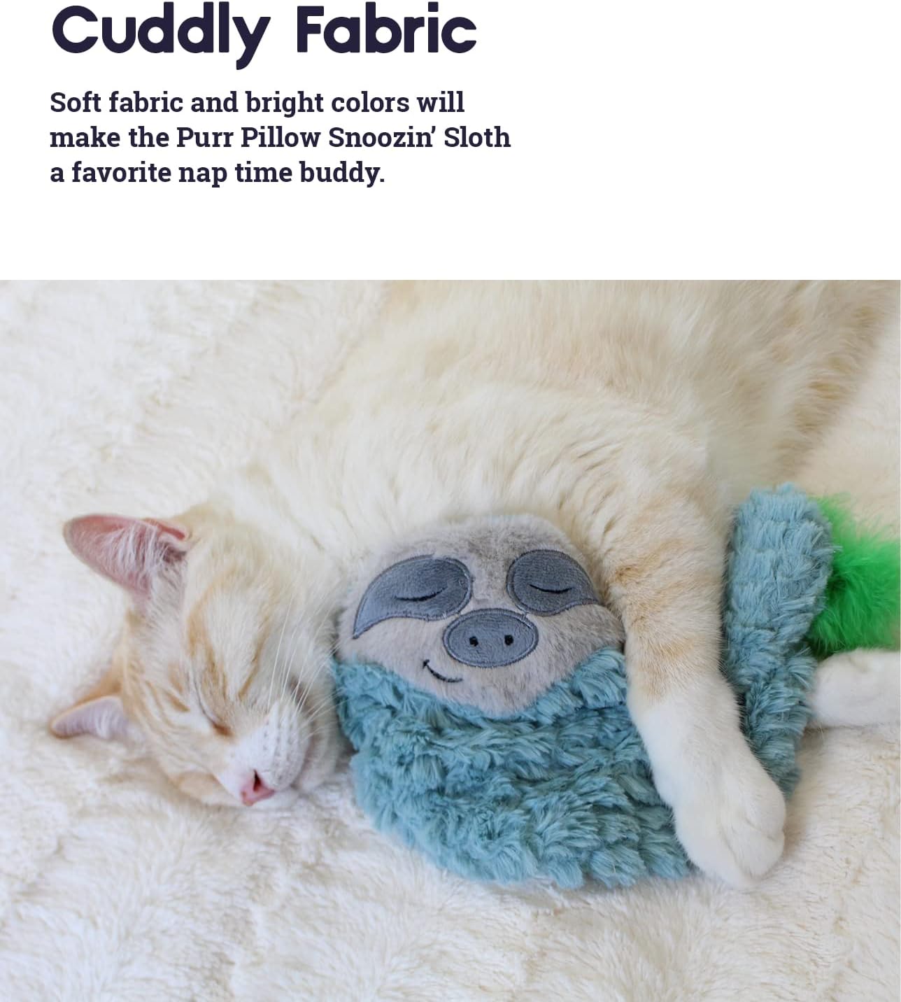 Purr Pillow Snoozin  Sloth Soothing Plush Cat Toy