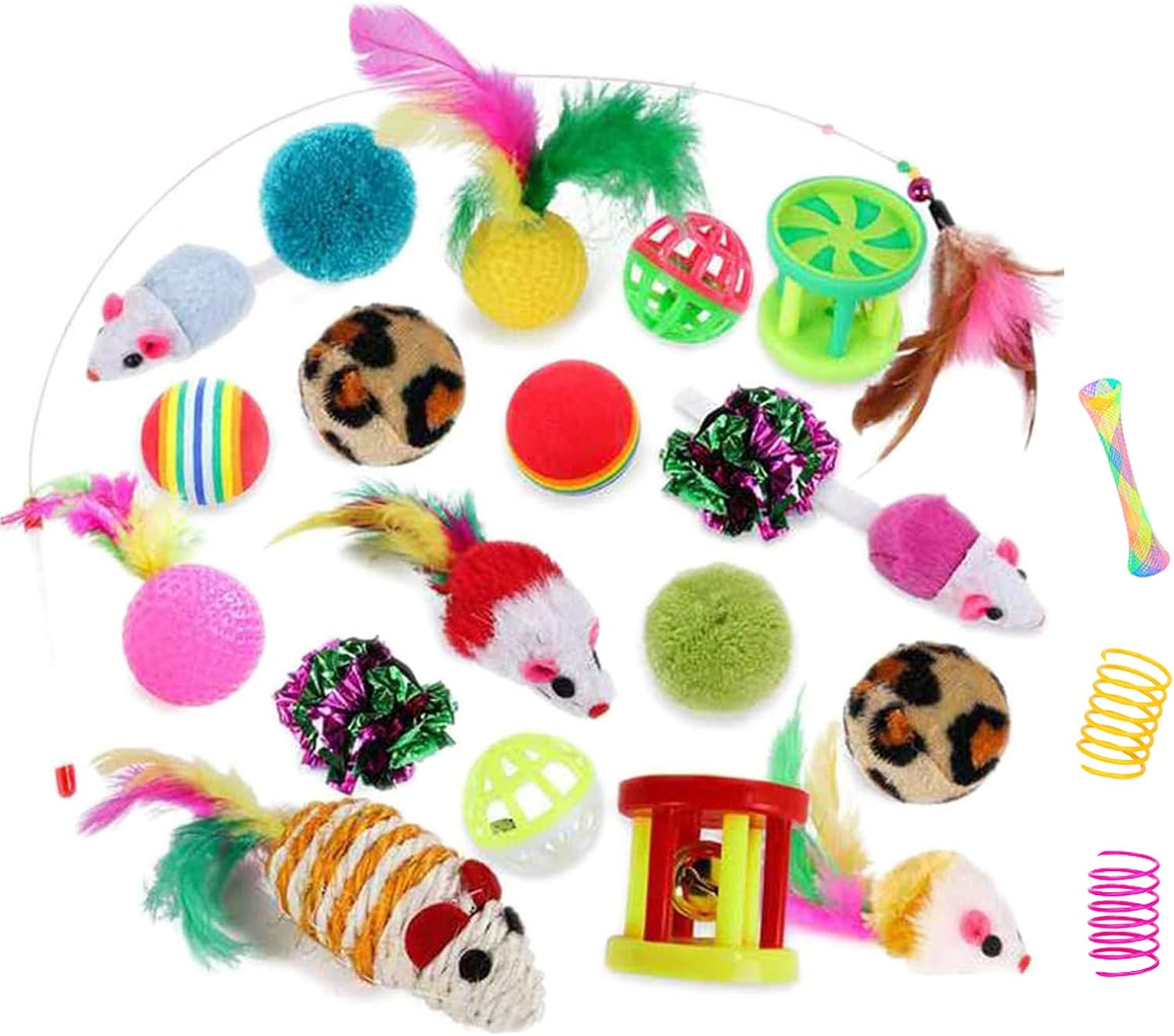 32Pcs Cat Toys Kitten Interactive Pet Toys Assortments Foldable Rainbow Tunnel