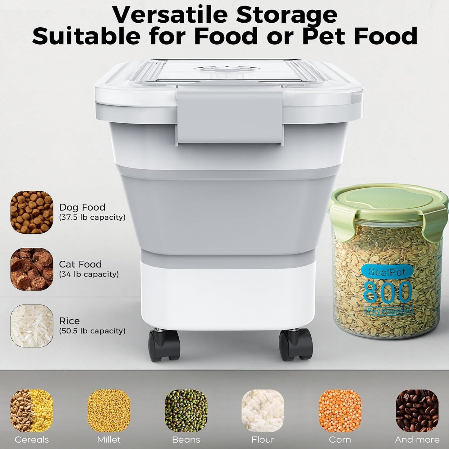 20-23 Lbs Dog Food Storage Container Collapsible Dog Food Container