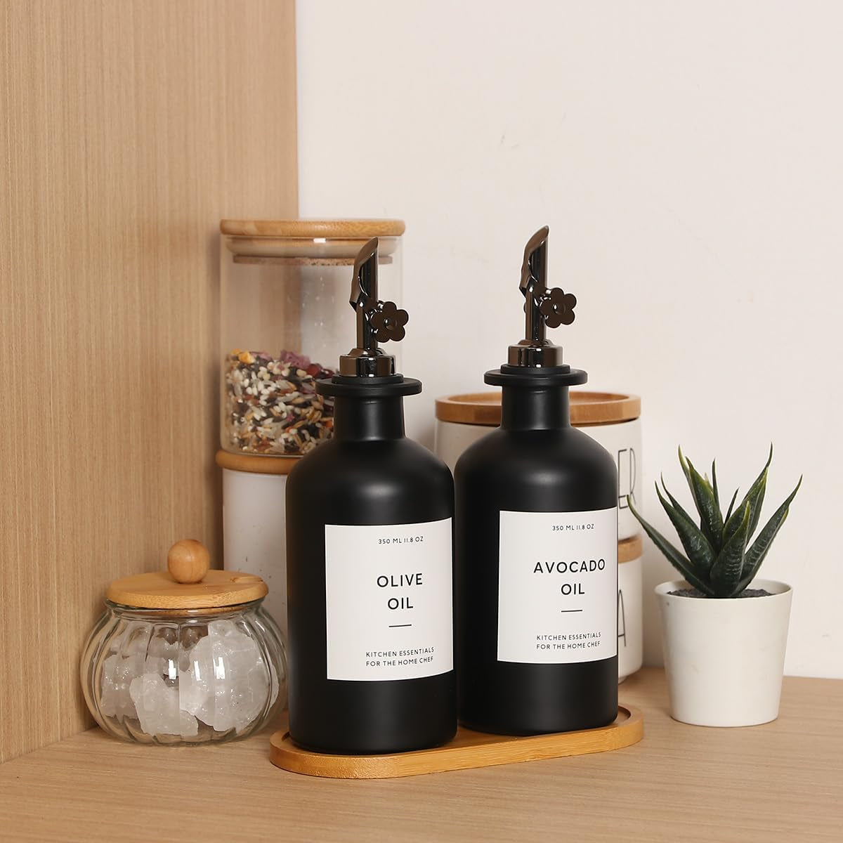 Olive Oil Dispenser for Kitchen Glass Oil Dispenser Bottle Black Oil