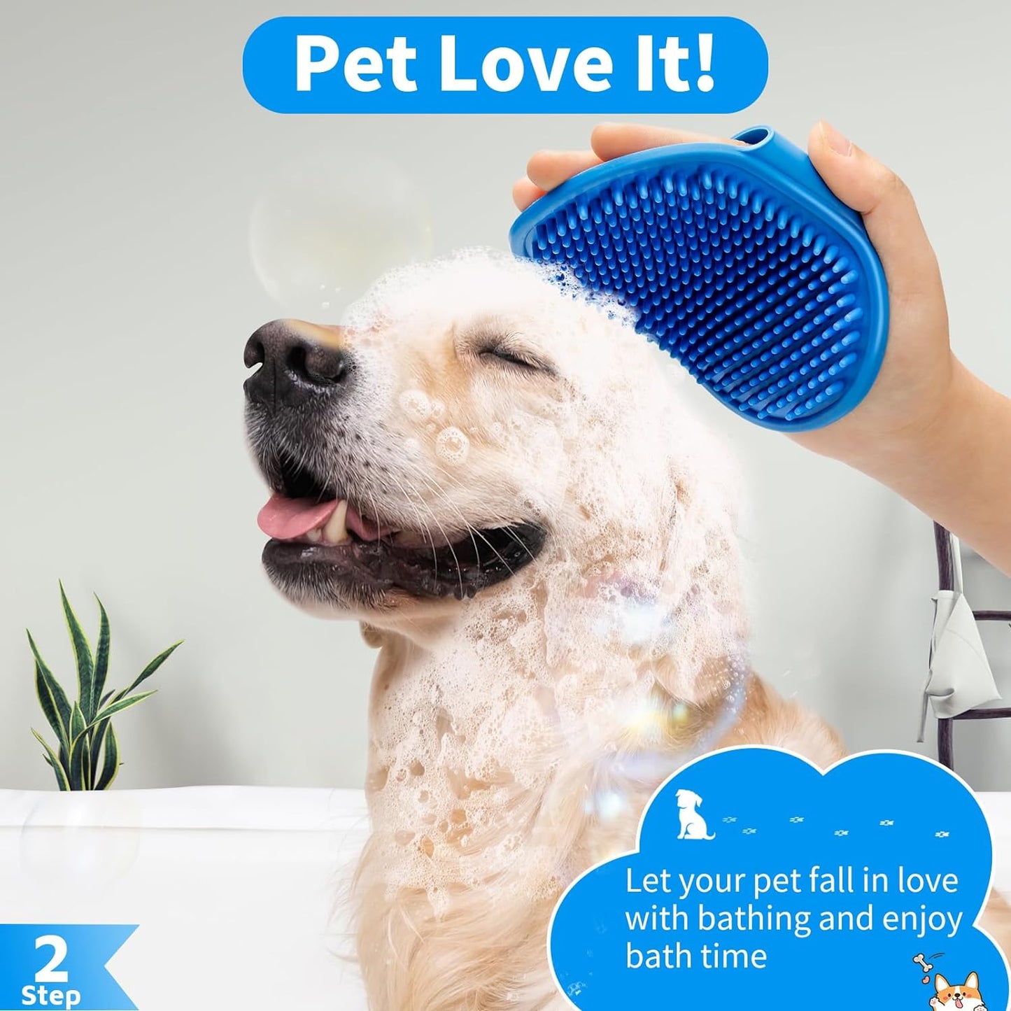 3PCS Dog Bath Brush  Dog Shampoo Brush  Dog Scrubber for Bath 