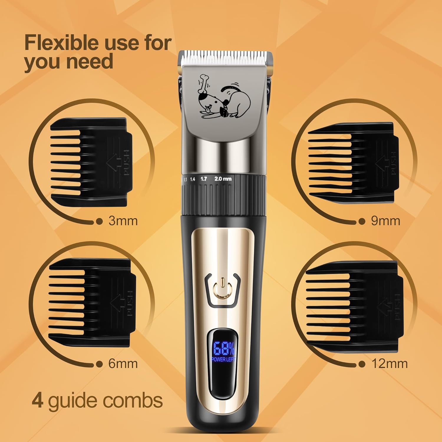 Dog Clippers Cordless Low Noise Rechargeable Electric Dog Grooming Clipper Kit