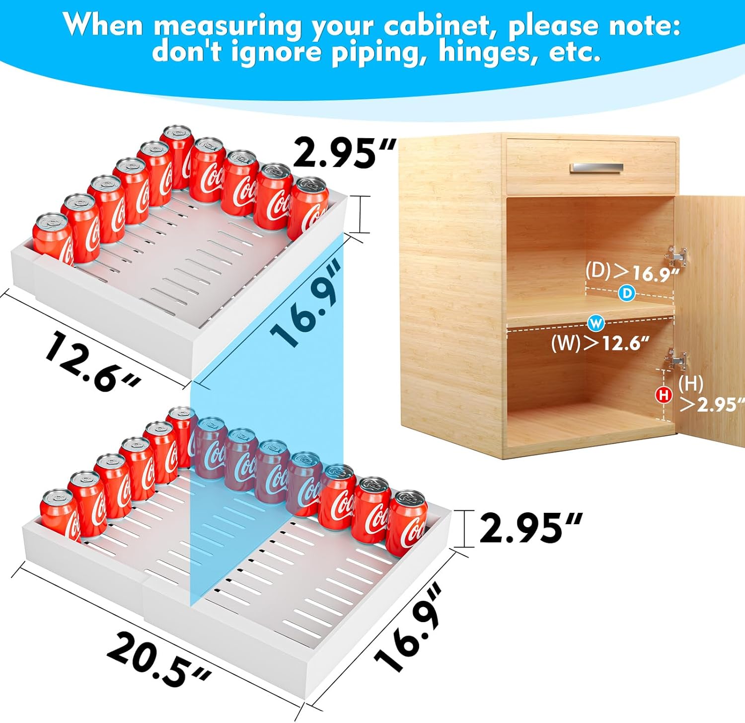 Pull Out Cabinet Organizer1 Pack Expandable 12 6 20 5  Pull Out Drawers