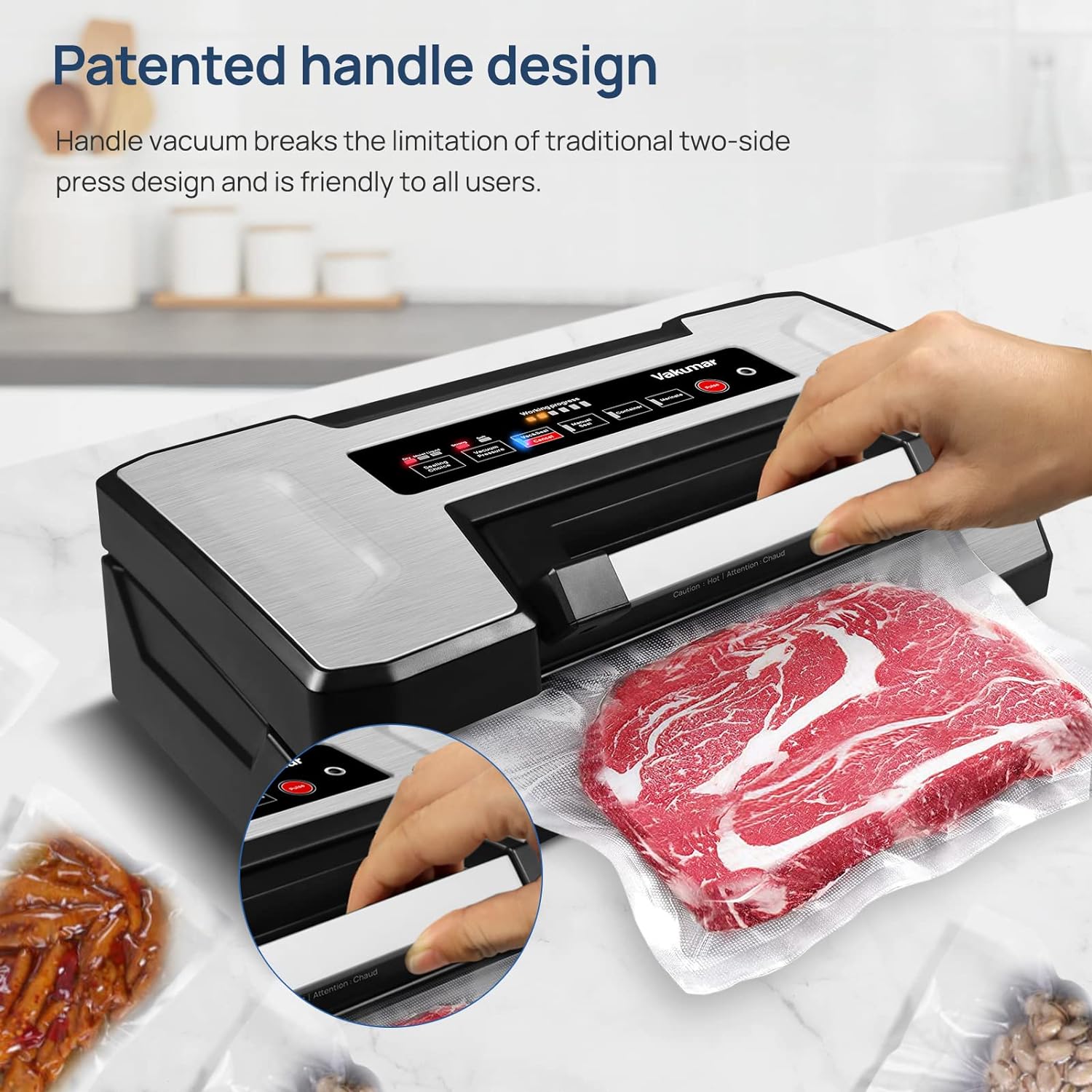 Vacuum Sealer Machine 90Kpa Food Vacuum Sealer Machine Preservation Dry Moist Liquid Modes