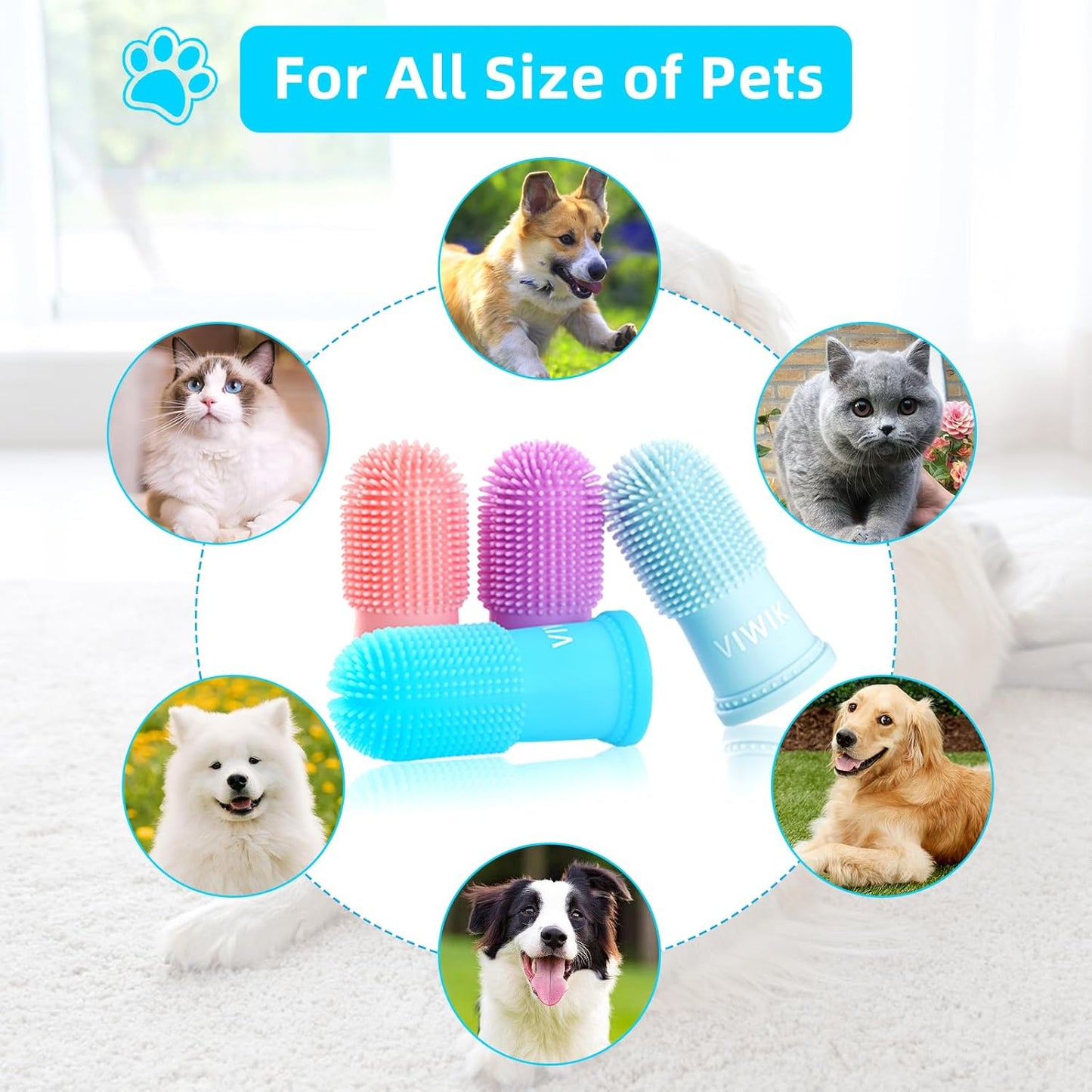 4Pack Dog Toothbrush Dog Tooth Brushing Kit Cat Finger Toothbrush