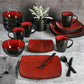 Square Reactive Glaze Dinnerware Set Red Service