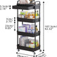 4 Tier Rolling Utility Cart with Drawer Multifunctional Storage Organizer with Plastic Shelf