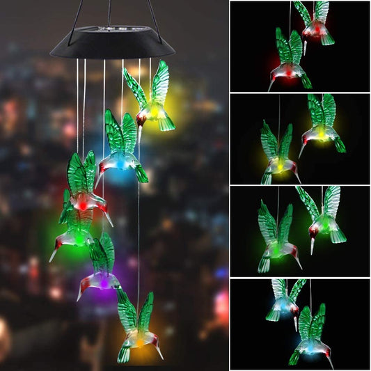 LED Solar Hummingbird Wind Chime 25  Mobile Hanging Wind Chime