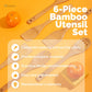 Bamboo Wooden Spoons for Cooking 6Piece Apartment Essentials Wood Spatula Spoon 