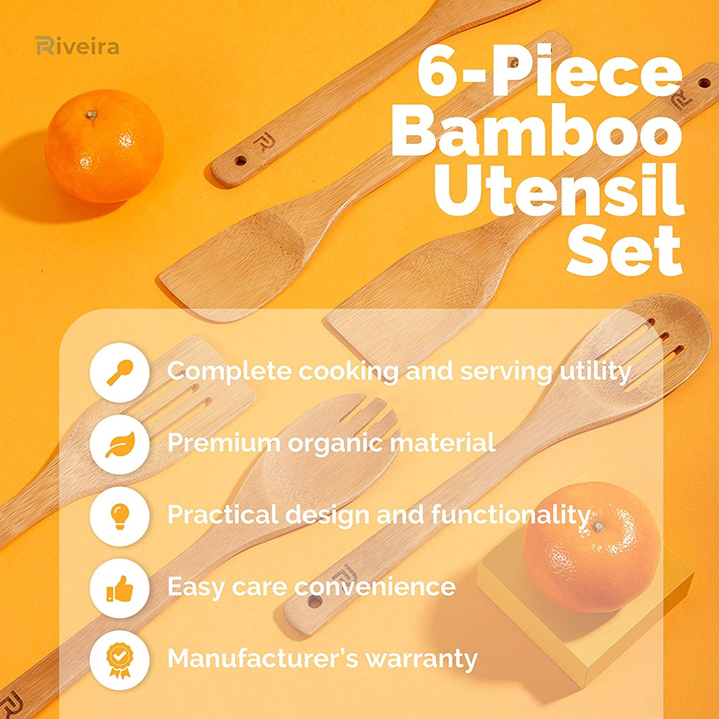 Bamboo Wooden Spoons for Cooking 6Piece Apartment Essentials Wood Spatula Spoon 