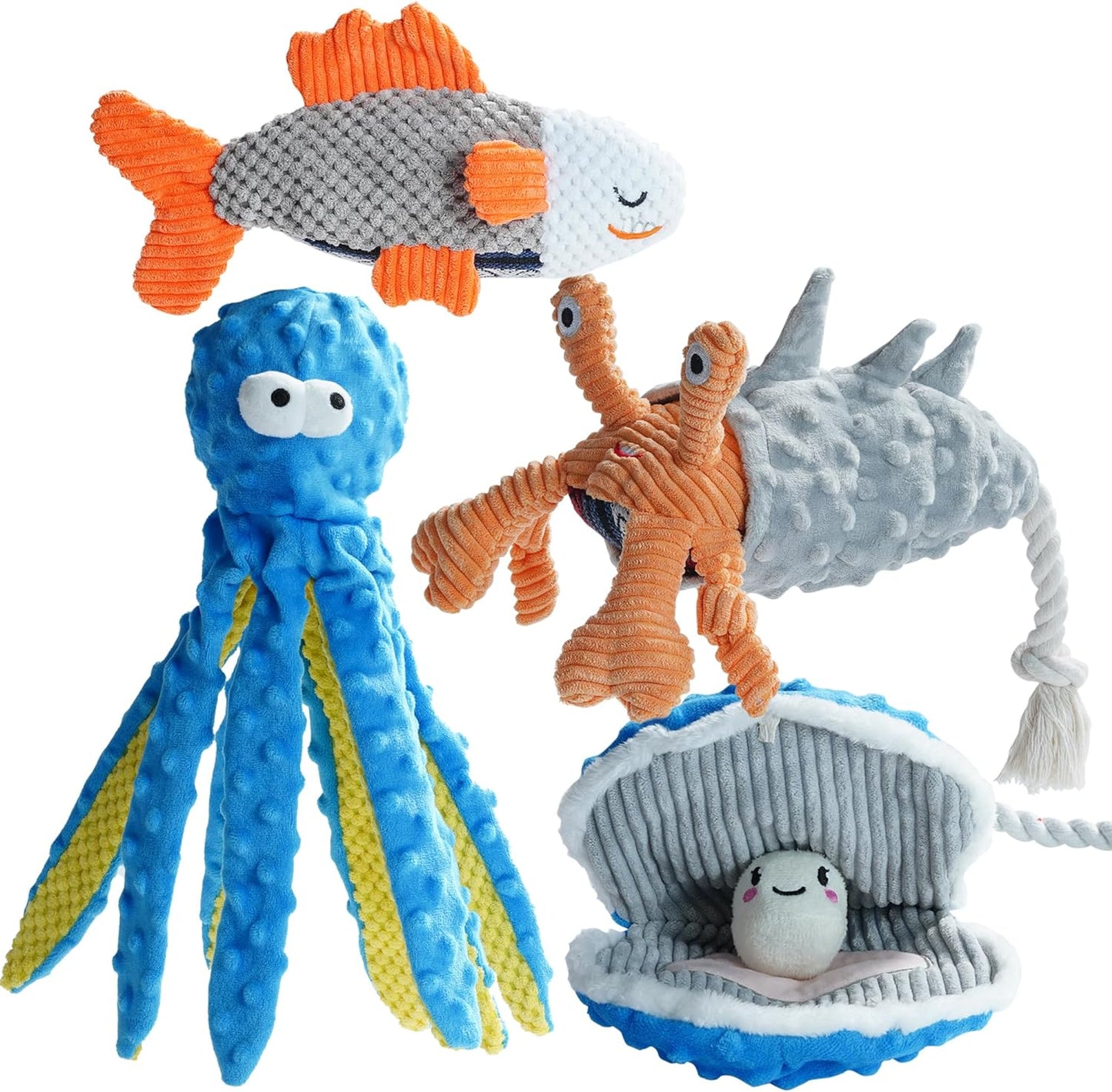  Blue Octopus Dog Toy Ocean Theme Stuffed Dog Toys