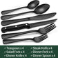  Piece Black Silverware Set with Steak Knives Black Flatware