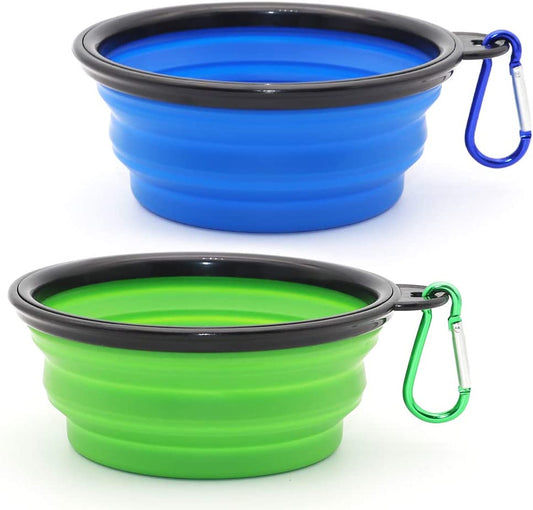  Portable Pet Feeding Watering Dish for Walking Parking 