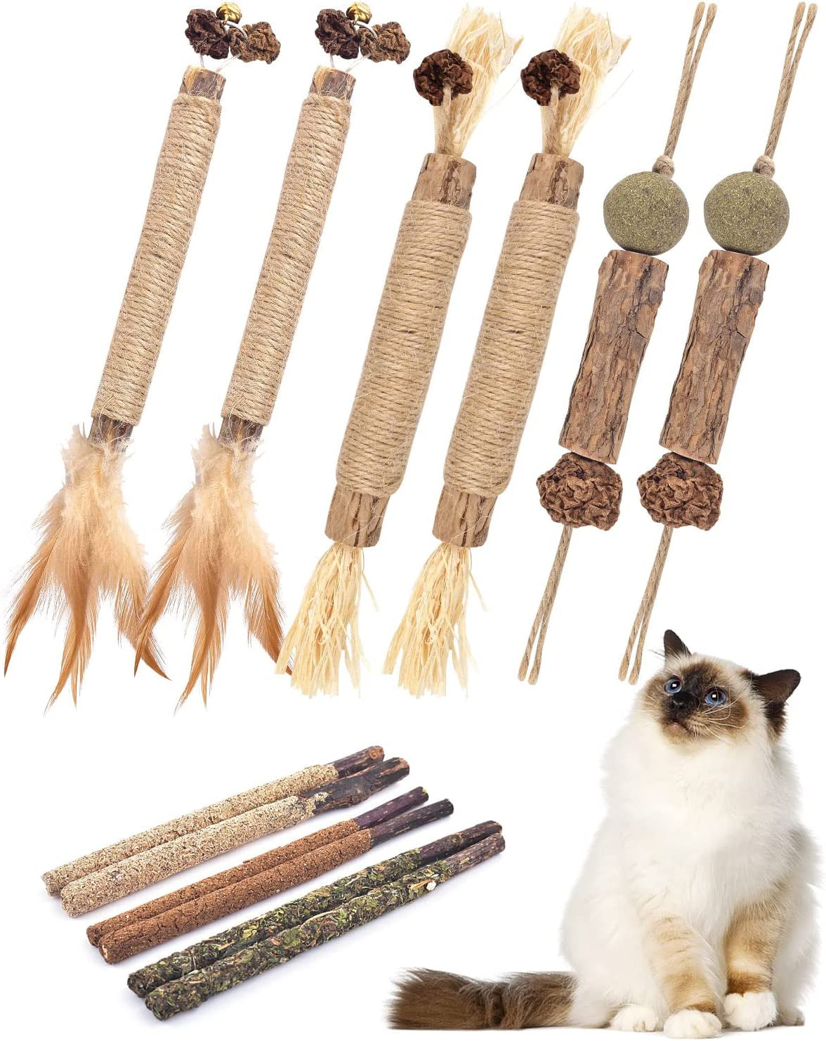  12 Pack Natural Silvervine Sticks for Kittens Teeth Cleaning