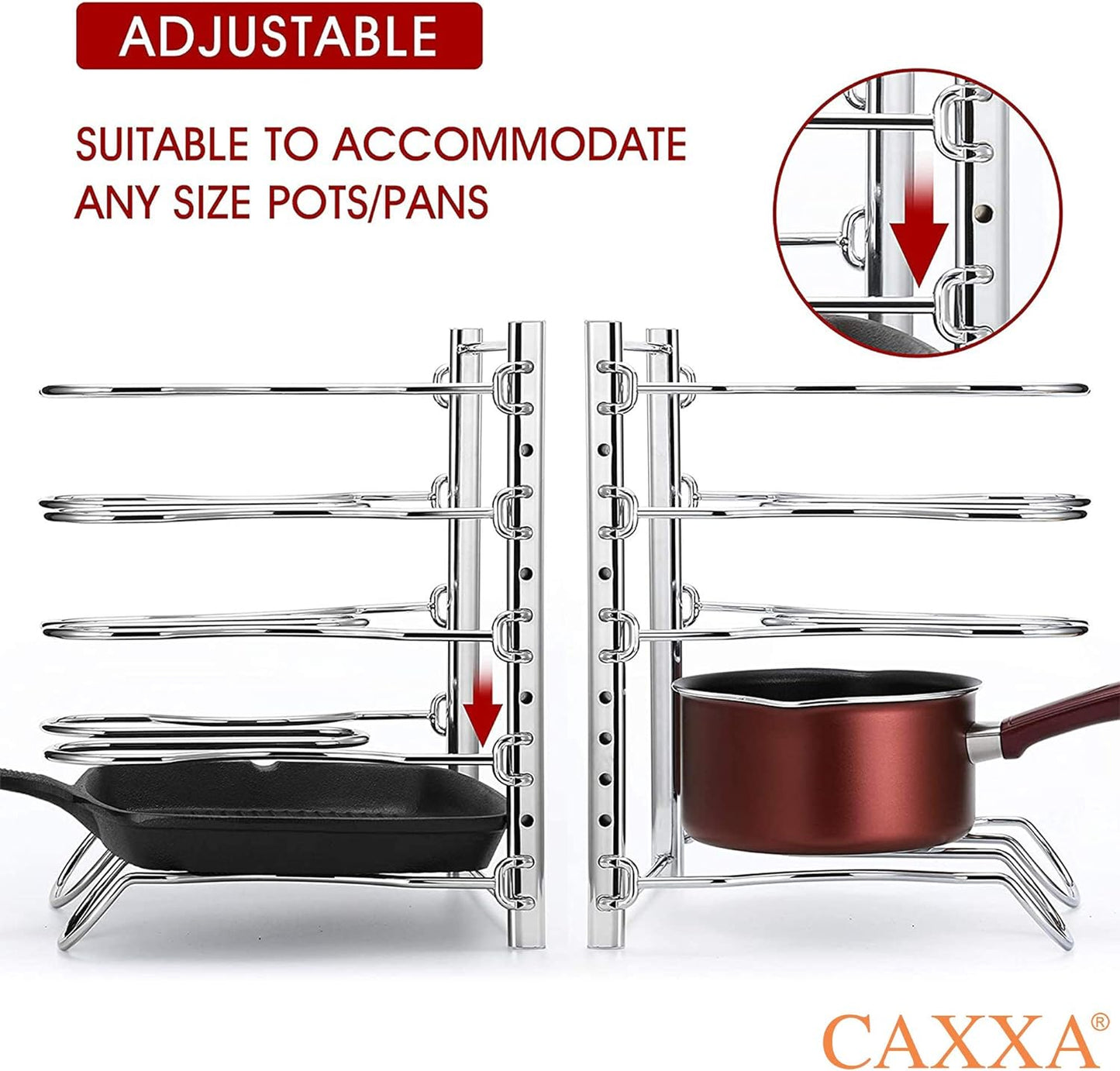 Metal Heavy Duty Pan Rack Pot Lid Rack Kitchen Cabinet Pantry Cookware 