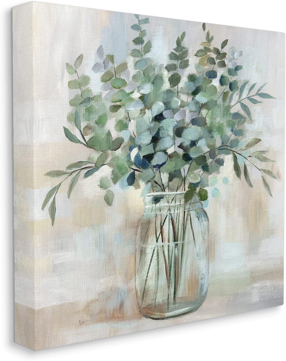 Soothing Eucalyptus Flower Herb Arrangement Rustic Jar Canvas Wall Art