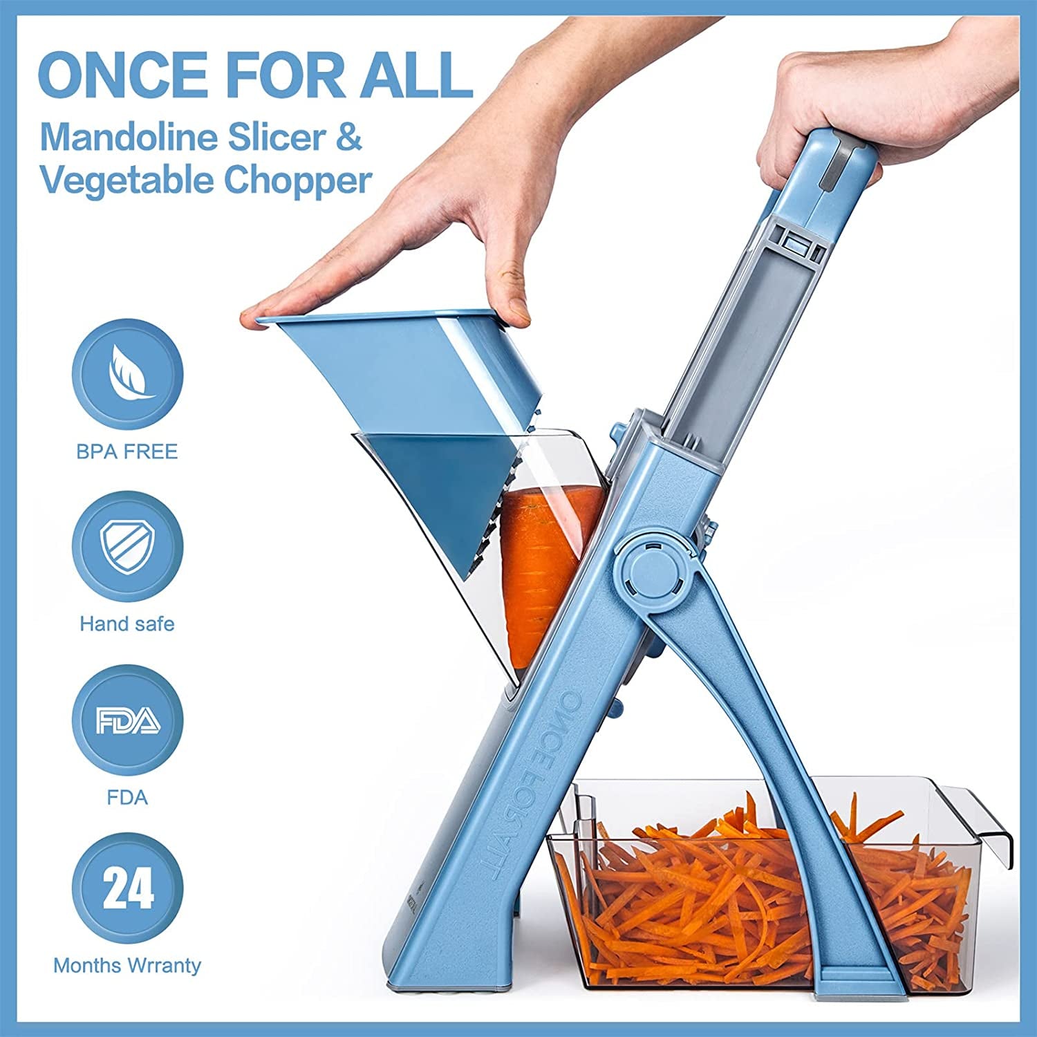 Upgrade Safe Mandoline Slicer Plus Biger Size Adjustable Vegetable Food Chopper 