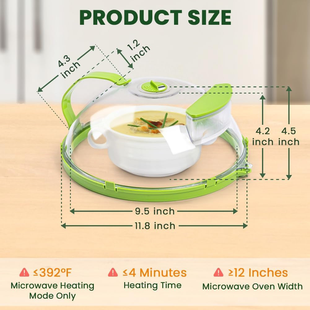 Microwave Cover for Food Clear Microwave Splatter Cover with Water Steamer