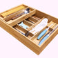 Double Layer Bamboo Kitchen Drawer Organizer Utensil Silverware Organizer