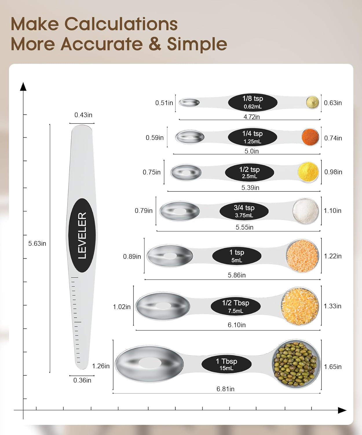 Magnetic Measuring Cups and Spoons Set Heavy Duty 304 Stainless Steel