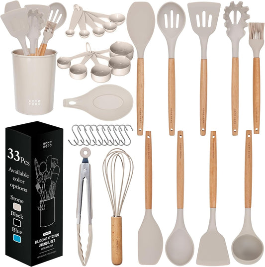 33 Pcs Kitchen Cooking Utensils Set Non Stick Silicone Cooking Kitchen 