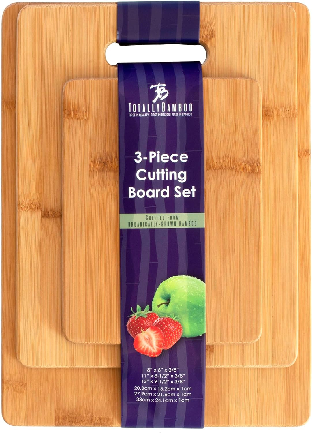 3 Piece Bamboo Cutting Board Set 3 Assorted Sizes of Bamboo Wood Cutting Boards 