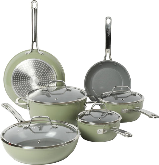 Kitchen Essentials 10 Piece PFA Free Non Toxic Titanium Ceramic Nonstick 