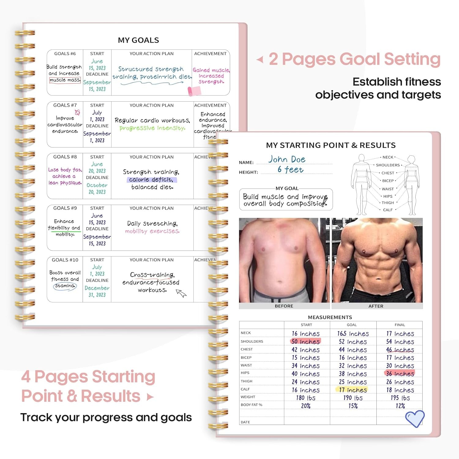 Fitness Workout Journal for Women  Men A55.5 X 8.2Workout Log Book Planner