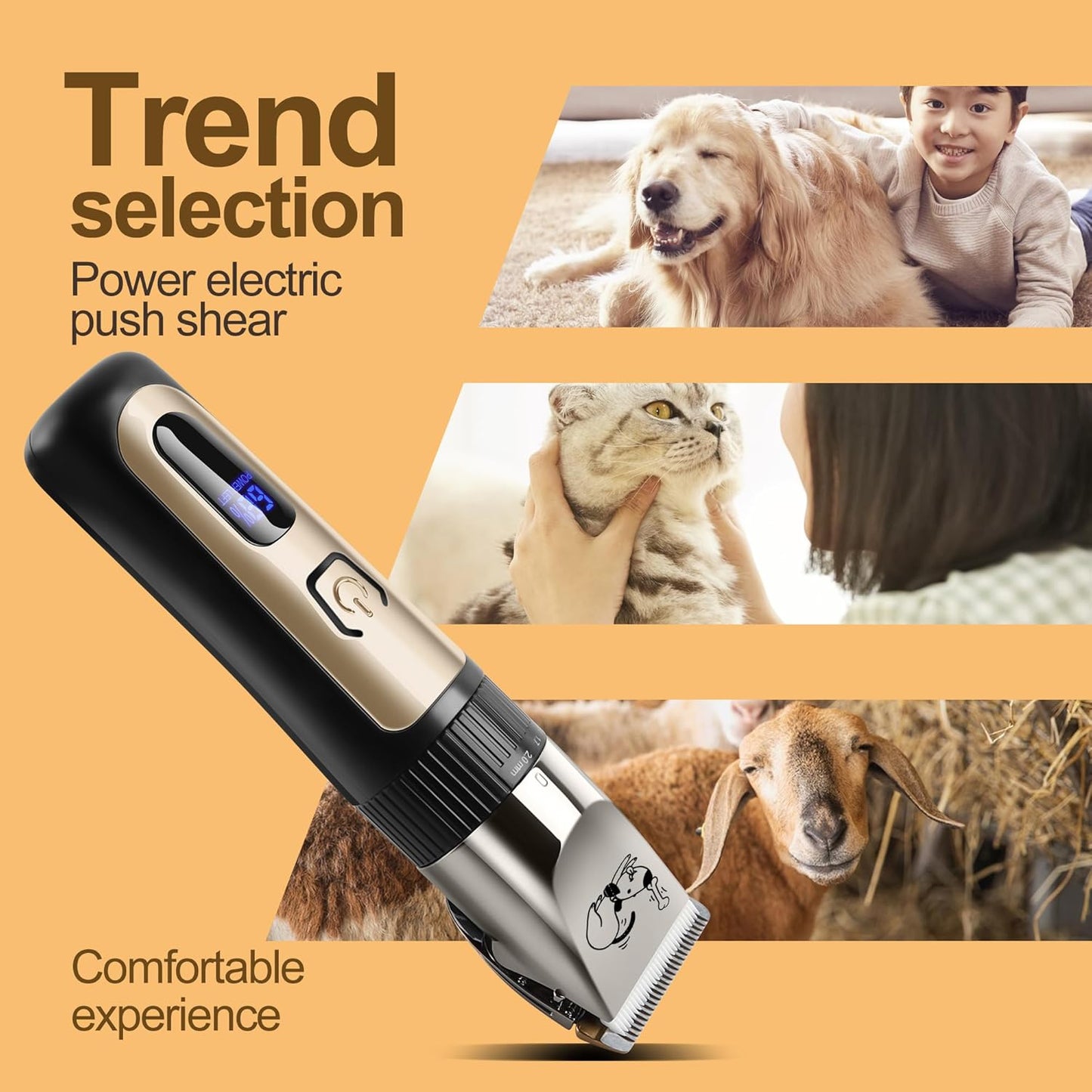 Dog Clippers Cordless Low Noise Rechargeable Electric Dog Grooming Clipper Kit