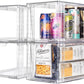 4Pack Large Stackable Kitchen Storage Drawers  Clear Foods Organizer Bins