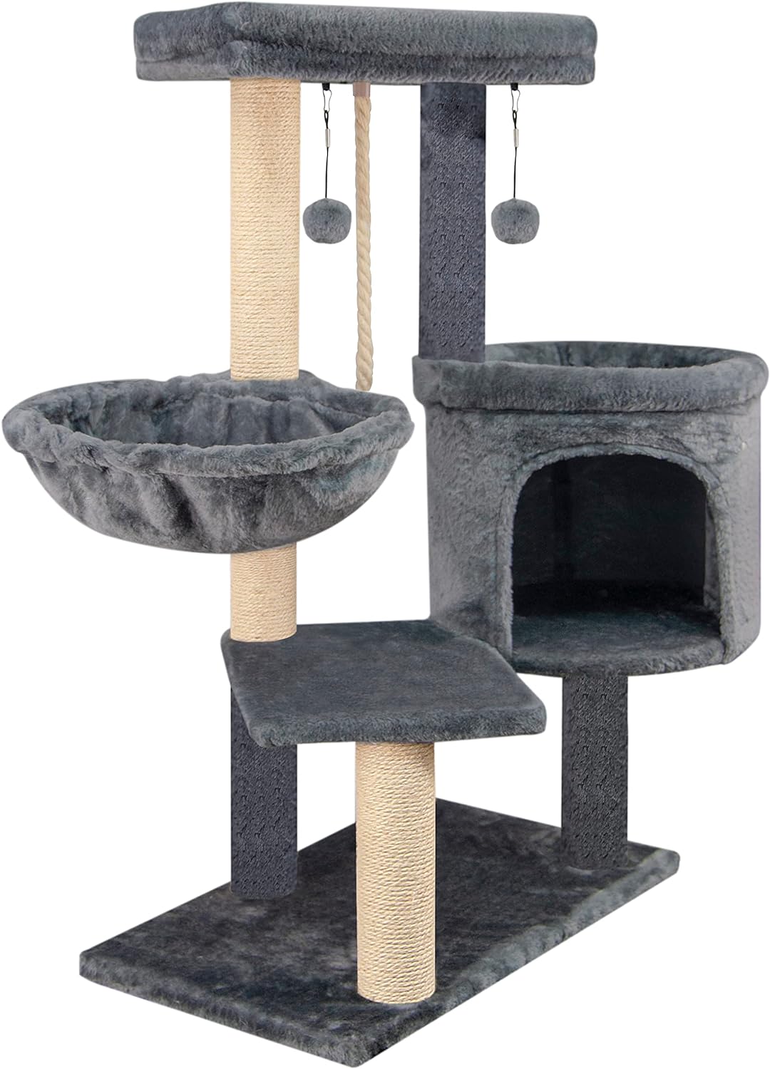 35  Fashion Design Cat Tree with Cat Condo and Scratching Ramp for Indoor 