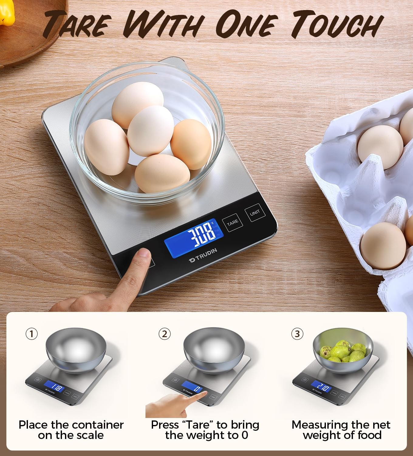   Precisely Measures Grams and Ounces for Baking  