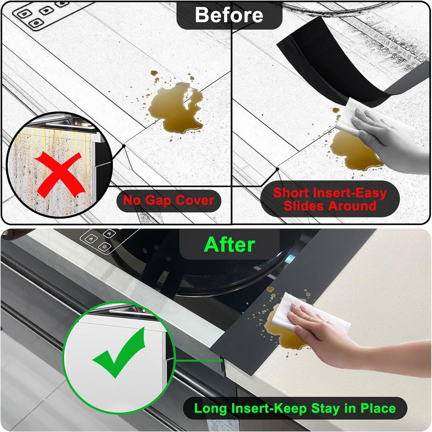 Silicone Stove Counter Gap Cover  Filler by  25 Long Sealing Spills between Kitchen