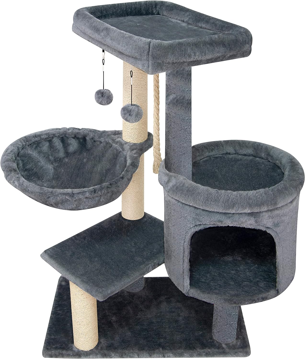 35  Fashion Design Cat Tree with Cat Condo and Scratching Ramp for Indoor 