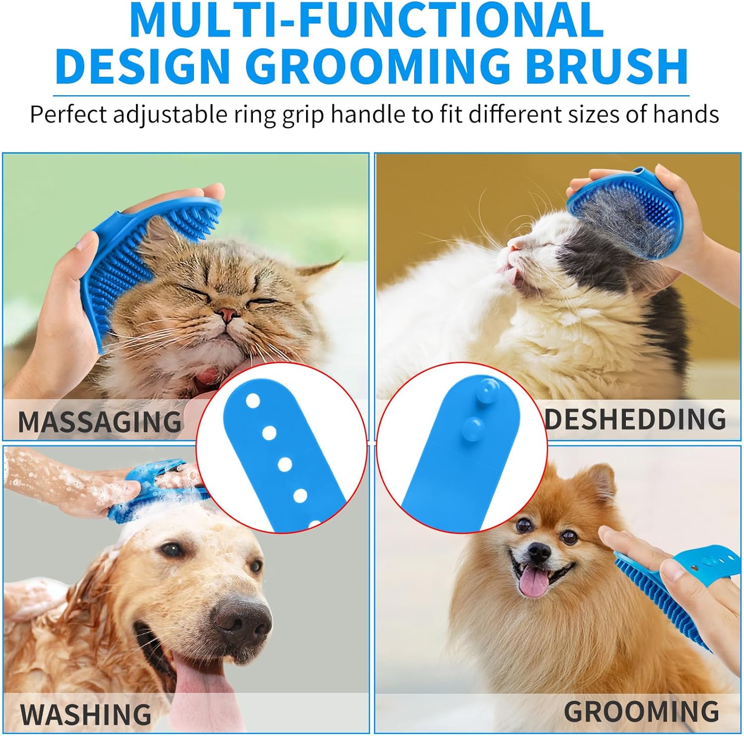 3PCS Dog Bath Brush  Dog Shampoo Brush  Dog Scrubber for Bath 