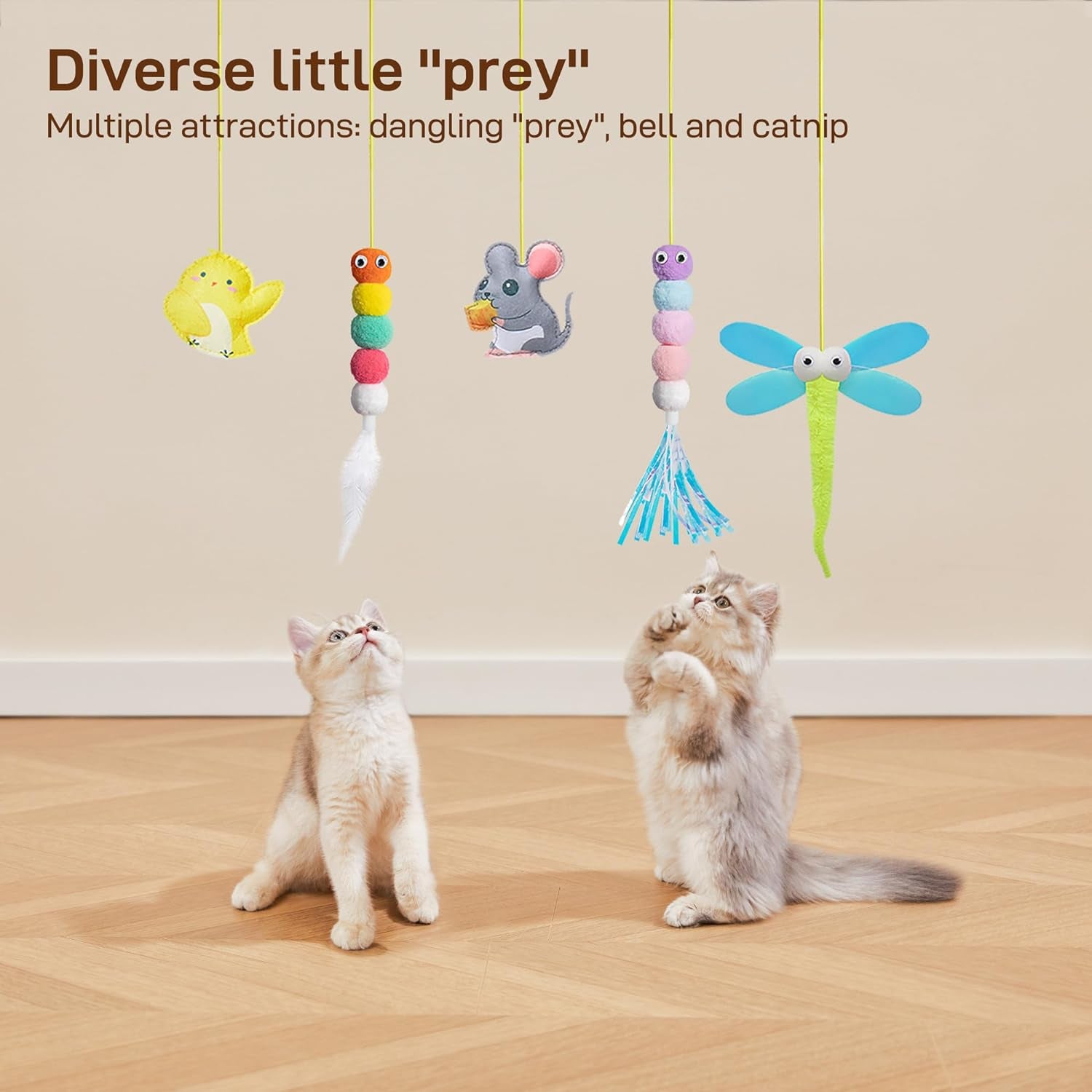  Cat Teaser Retractable Hanging Cat Toys Indoor Kitten Play  