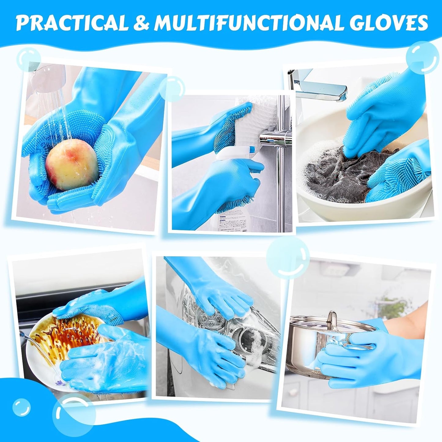 Pet Grooming Gloves Heat Resistant Cat Bathing Gloves with  