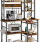 Large Bakers Rack with Power Outlets 6 Tier Microwave Stand Coffee Bar