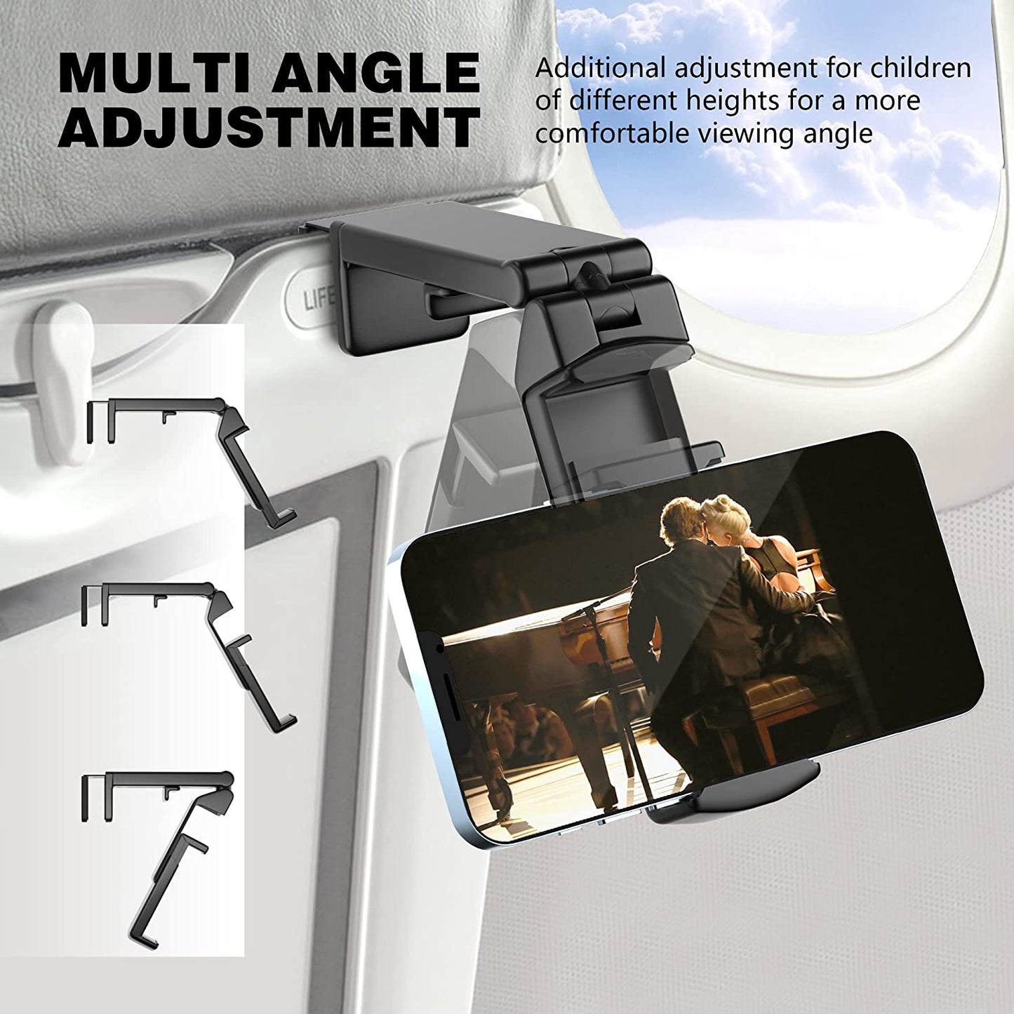 Universal in Flight Airplane Phone Holder Mount Hands Free Viewing