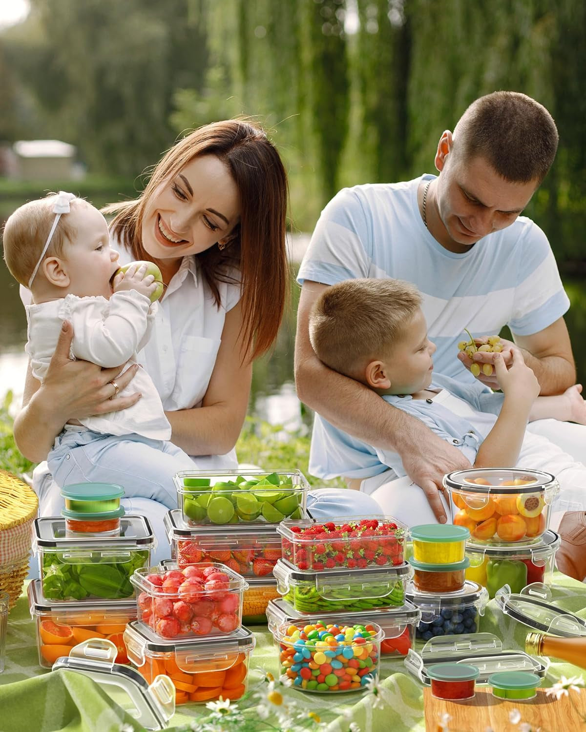  Plastic Food Containers with Lids for Kitchen Storage