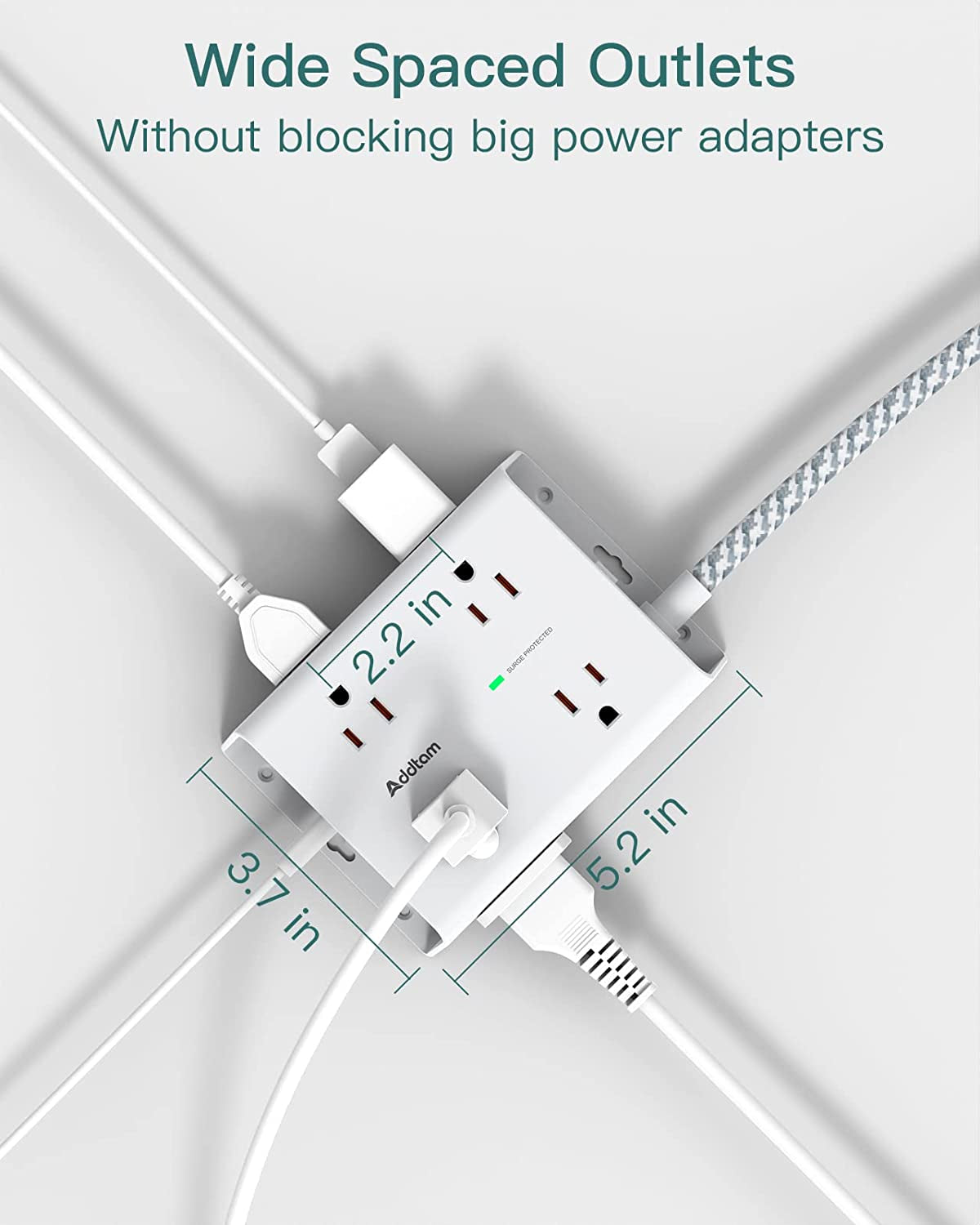 Surge Protector Power Strip 8 Widely Outlets with 4 USB Ports1 USB C Outlet