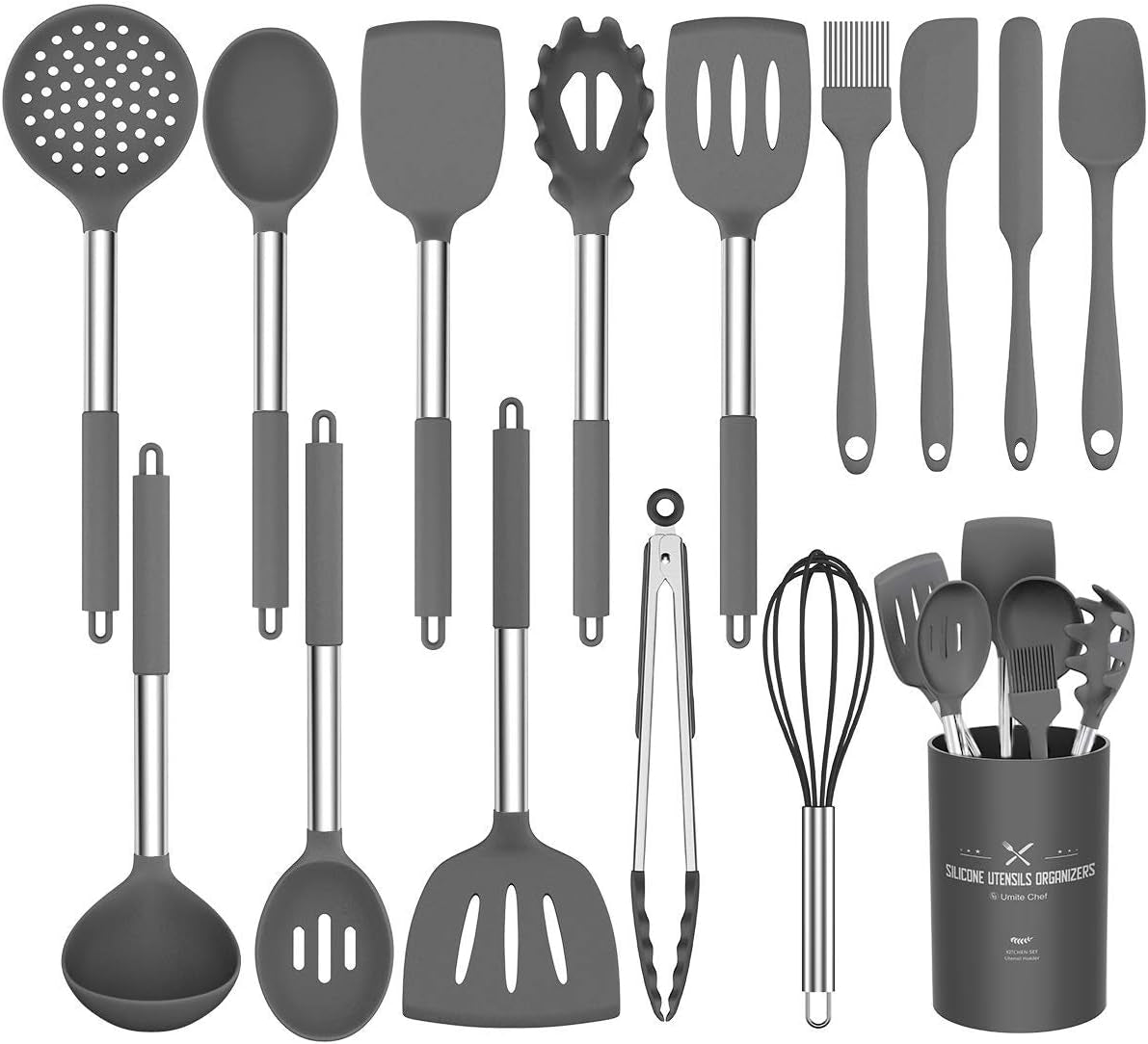 Silicone Cooking Utensil Set Kitchen Utensils 15Pcs Set Non-Stick Heat Resistan