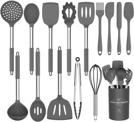 Silicone Cooking Utensil Set Kitchen Utensils 15Pcs Set Non-Stick Heat Resistan