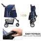  Foldable Dog Cat Cage Jogger Stroller with Weather Cover for All