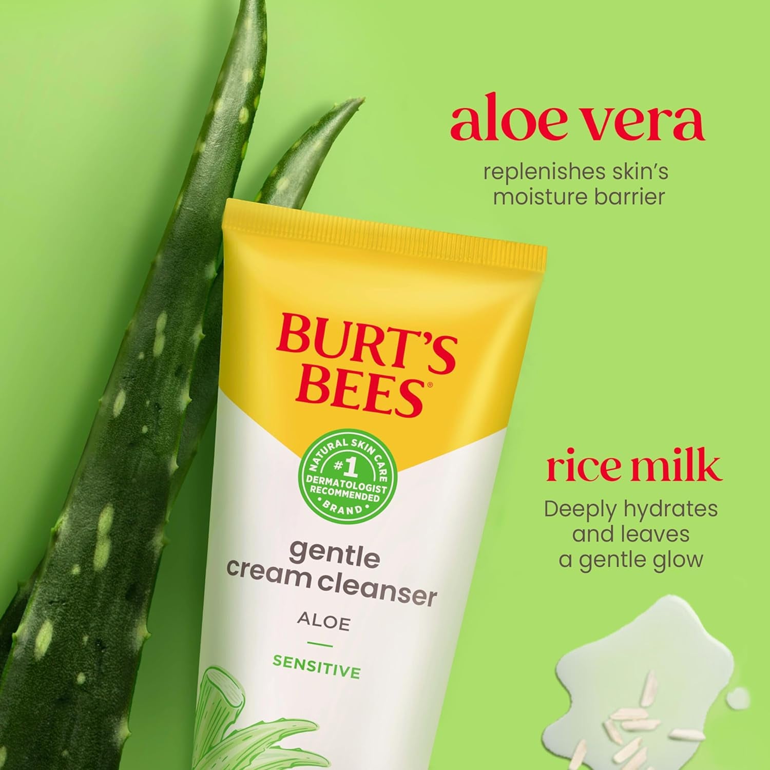 Gentle Cream Cleanser with Aloe for Sensitive Skin 98.9% Natural Origin