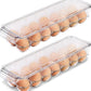 Egg Container with Lid and Handle for Refrigerator Pack of 2 Clear Stackable