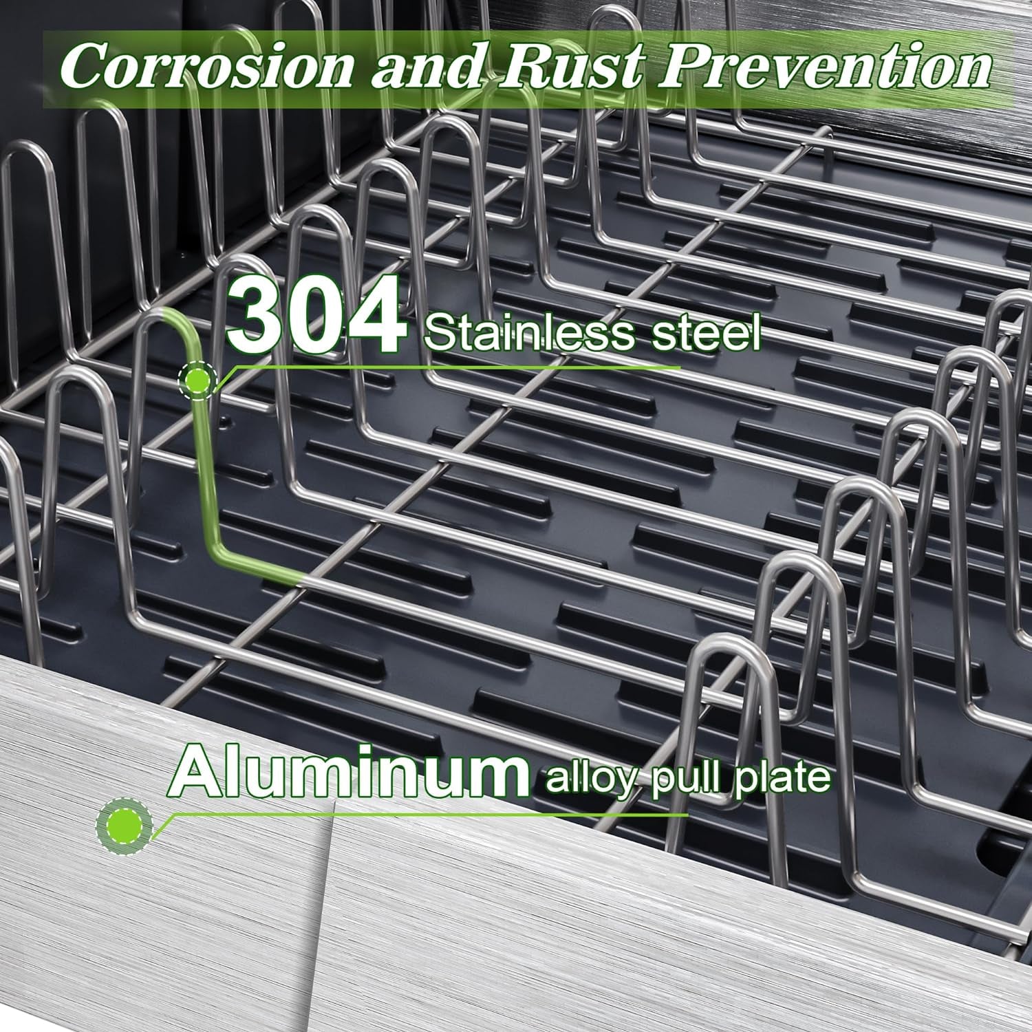 Large Expandable Stainless Steel Dish Rack with Aluminum Pull Plate