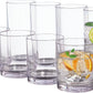 Classic Clear Plastic Reusable Drinking Glasses Set of 8 12Oz Rocks & 16Oz Water Cups