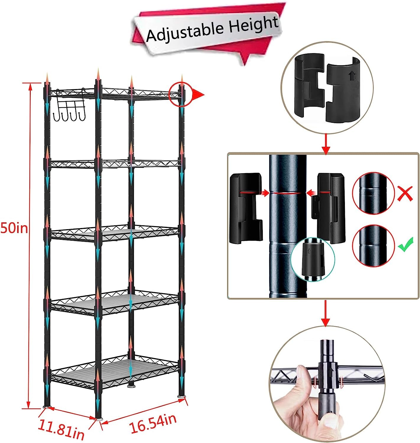 Shelf 5 Wier Metal Storage Rack Shelving Unit Organizer 